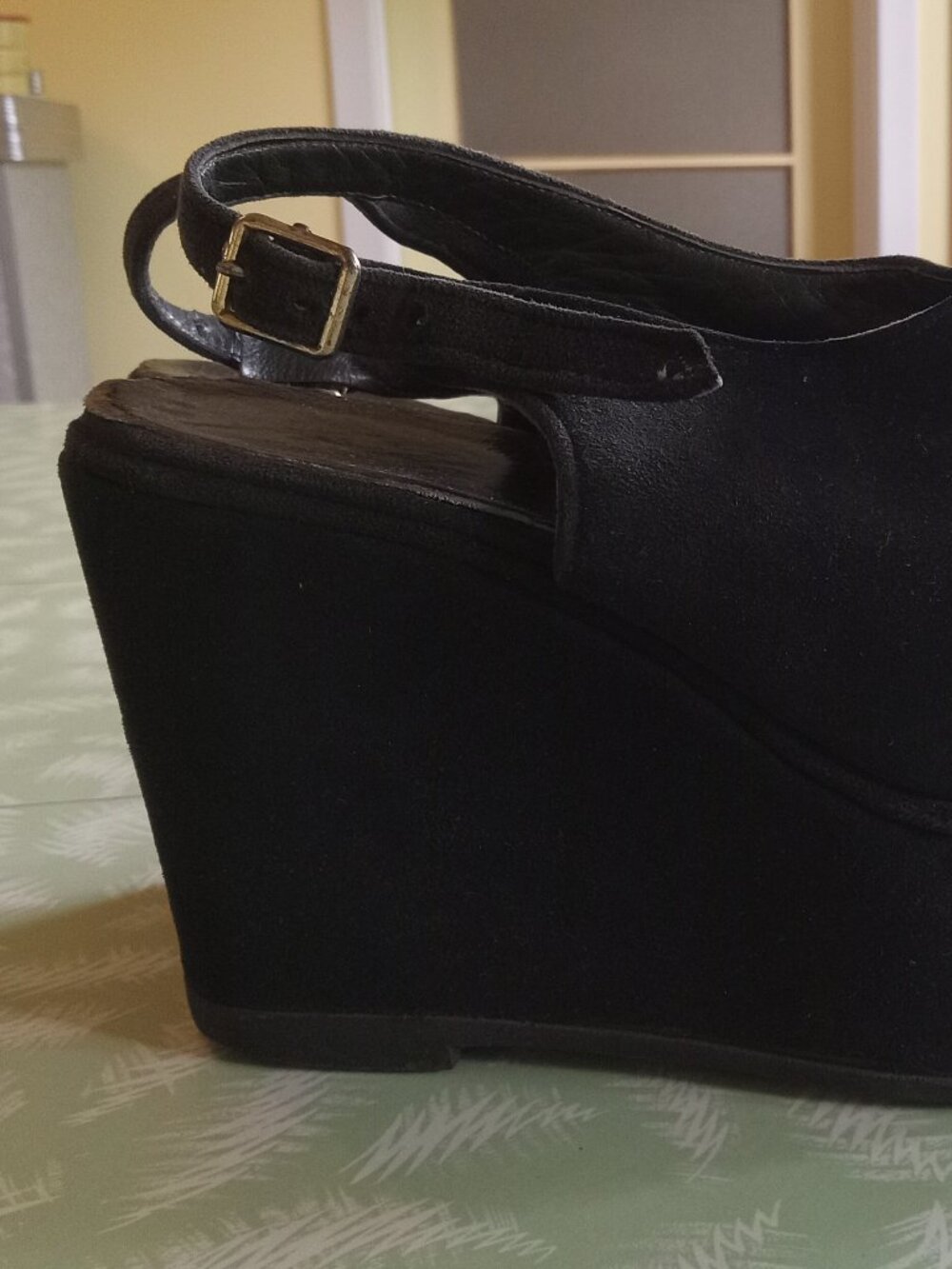 Rare Vintage 1940s french suede shoes platform swing zazou - Picture 3 of 10